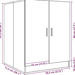 vidaXL Wasmachinekast 71x71,5x91,5 cm grijs sonoma eikenkleurig