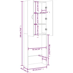 vidaXL Wasmachinekast 64x25,5x190 cm gerookt eikenkleurig