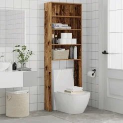 vidaXL Wasmachinekast 64x24x190 cm oud houtkleurig
