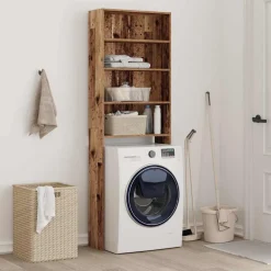 vidaXL Wasmachinekast 64x24x190 cm oud houtkleurig