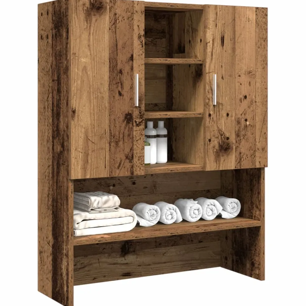 vidaXL Wasmachinekast 70,5x25,5x90 cm oud houtkleurig
