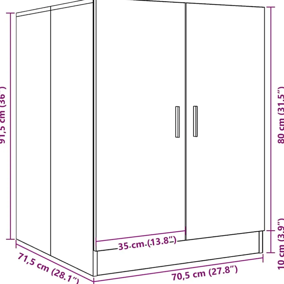 vidaXL Wasmachinekast 70,5x71,5x91,5 cm oud houtkleurig