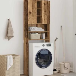 vidaXL Wasmachinekast 64x25,5x190 cm oud houtkleurig