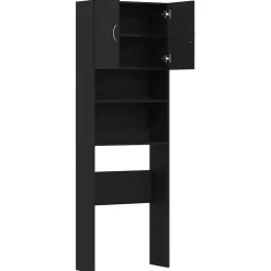 vidaXL Wasmachinekast 64x24x190 cm spaanplaat zwart eikenkleurig
