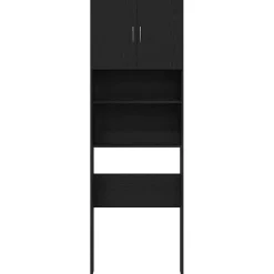vidaXL Wasmachinekast 64x24x190 cm spaanplaat zwart eikenkleurig