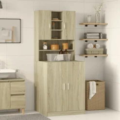 vidaXL Wasmachinekast 70,5x24x90 cm sonoma eikenkleurig