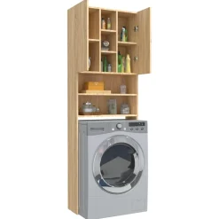 vidaXL Wasmachinekast 64x25,5x190 cm sonoma eikenkleurig