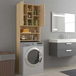 vidaXL Wasmachinekast 64x25,5x190 cm sonoma eikenkleurig