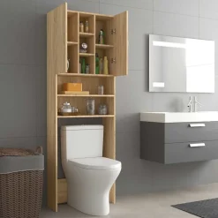 vidaXL Wasmachinekast 64x25,5x190 cm sonoma eikenkleurig