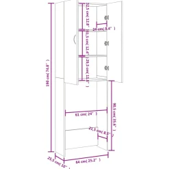 vidaXL Wasmachinekast 64x25,5x190 cm sonoma eikenkleurig