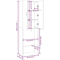vidaXL Wasmachinekast 64x25,5x190 cm wit
