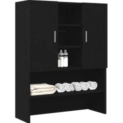 vidaXL Wasmachinekast 70,5x25,5x90 cm zwart eikenkleurig
