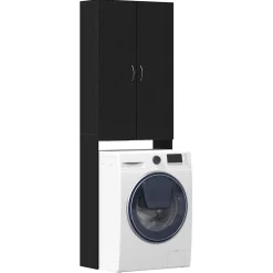 vidaXL Wasmachinekast 64x25,5x190 cm zwart eikenkleur
