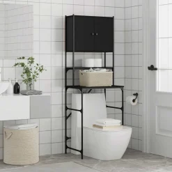 vidaXL Wasmachinekast 68x48,5x194 cm zwart