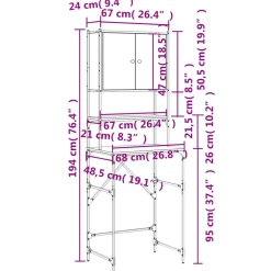 vidaXL Wasmachinekast 68x48,5x194 cm zwart
