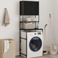 vidaXL Wasmachinekast 68x48,5x194 cm zwart