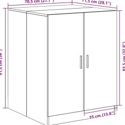 vidaXL Wasmachinekast Zwart Eiken 70,5 x 71,5 x 91,5 cm Bewerkt hout