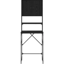 vidaXL Wasmachinekast Zwart 0ak 68 x 48,5 x 194 cm Bewerkt hout