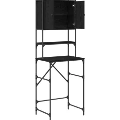 vidaXL Wasmachinekast Zwart 0ak 68 x 48,5 x 194 cm Bewerkt hout