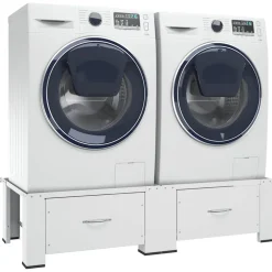 vidaXL Wasmachine pedestals Wit Staal
