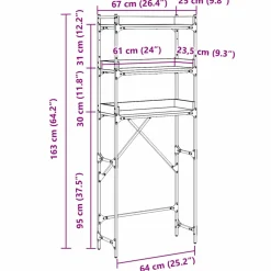 vidaXL Wasmachineplank Artisan Eiken 67 x 25 x 163 cm Bewerkt hout
