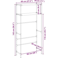 vidaXL Wasmachinerek 2-laags 69x28x143 cm ijzer grijs