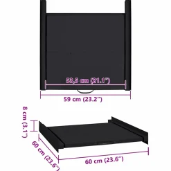 vidaXL Wasmachine Tussenplank Zwart 60 x 60 x 8 cm Staal