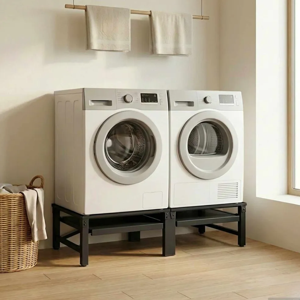 vidaXL Wasmachineverhoger 2 st Zwart 124,5 x 61,5 x 32,5 cm Staal