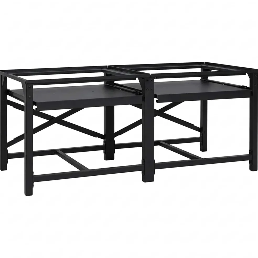 vidaXL Wasmachineverhoger 2 st Zwart 120 x 56 x 52 cm Staal