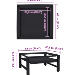 vidaXL Wasmachineverhoger Zwart 62 x 60,5 x 32,5 cm Staal