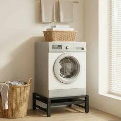 vidaXL Wasmachineverhoger Zwart 62 x 60,5 x 32,5 cm Staal