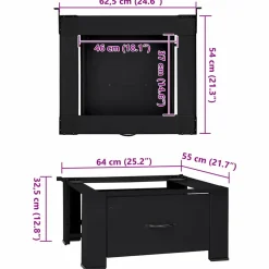 vidaXL Wasmachineverhoger Zwart 64 x 55 x 32,5 cm Staal