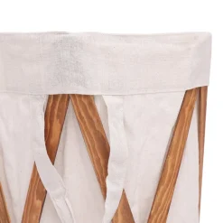 vidaXL Wasmand inklapbaar hout en stof crème