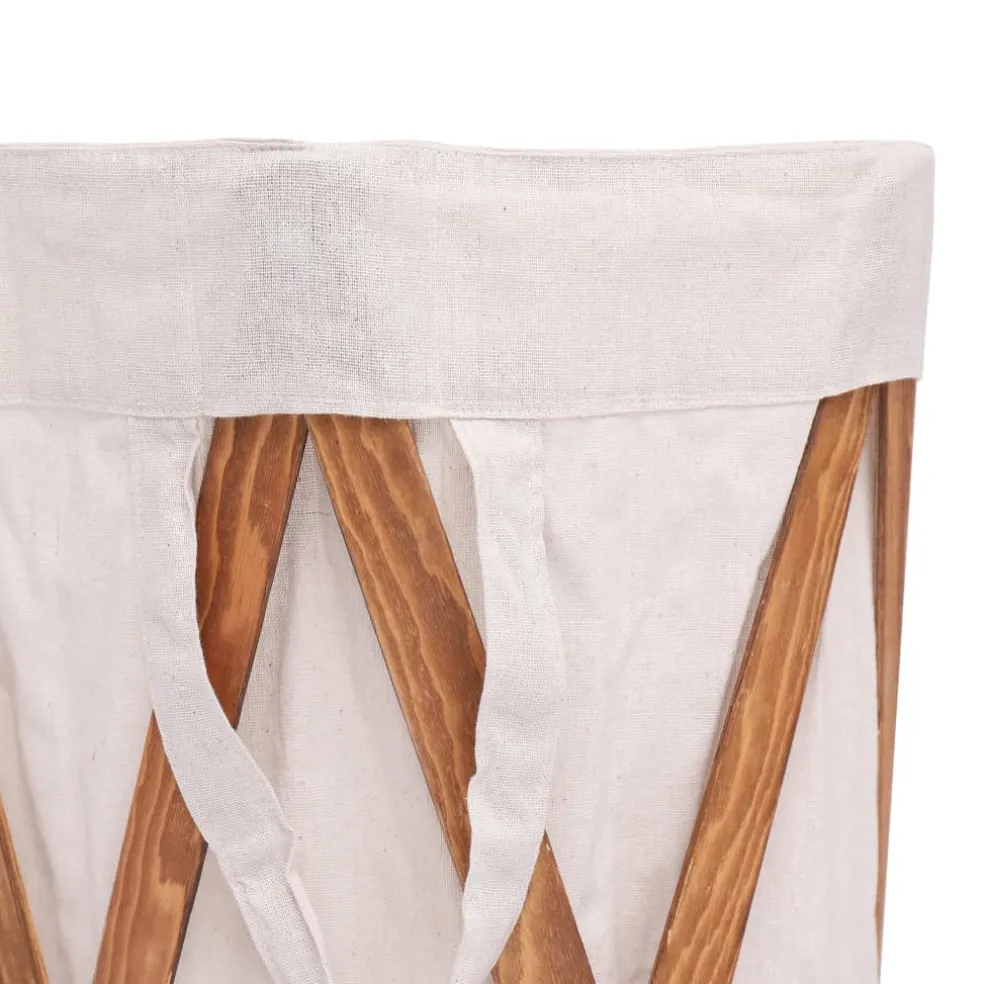 vidaXL Wasmand inklapbaar hout en stof crème