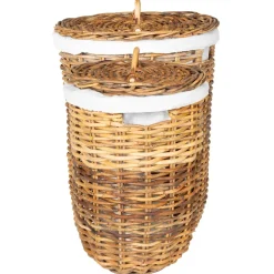 vidaXL Wasmand met deksel GENDT 2 st Natuurlijk Bruin Kubu Rattan