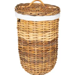 vidaXL Wasmand met deksel GENDT 2 st Natuurlijk Bruin Kubu Rattan