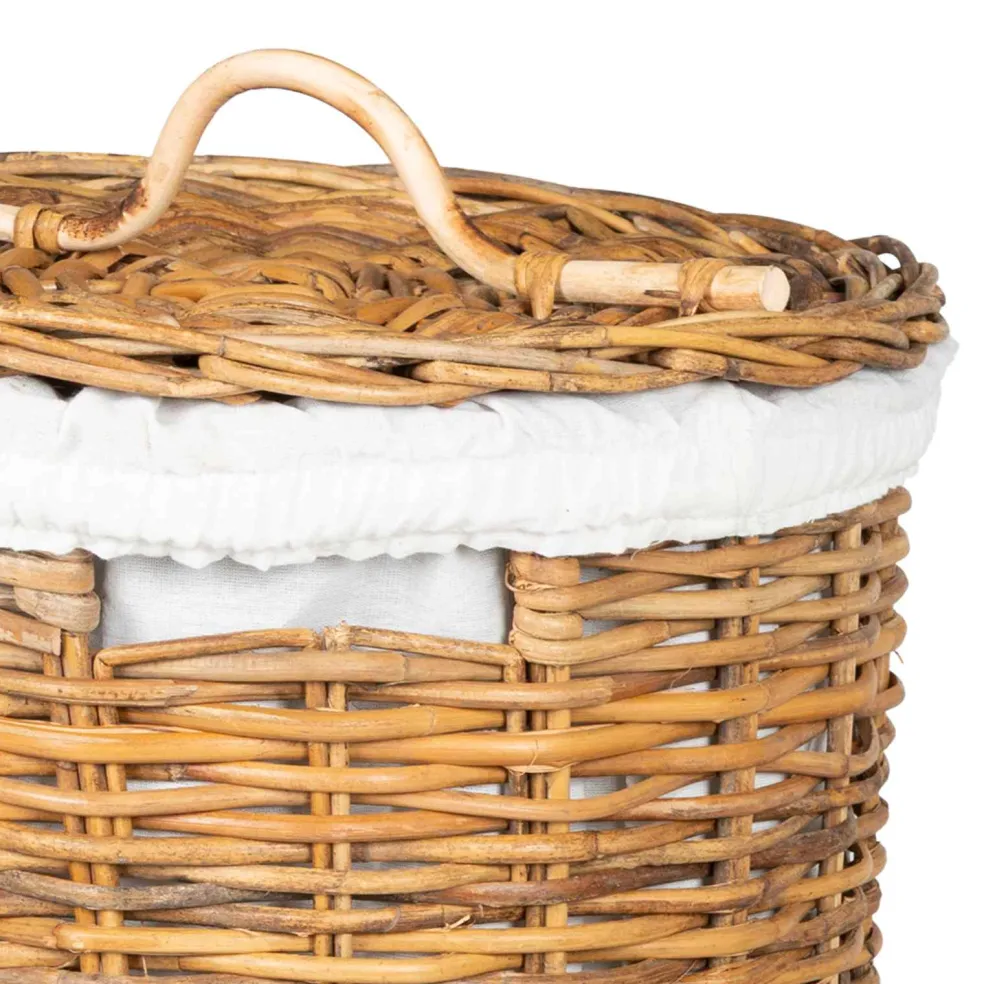 vidaXL Wasmand met deksel GENDT 2 st Natuurlijk Bruin Kubu Rattan