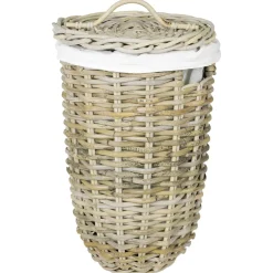 vidaXL Wasmand met deksel GENDT 2 st Natuurlijk grijs Kubu Rattan