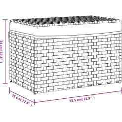 vidaXL Wasmand met deksel 55,5x35x34 cm poly rattan wit