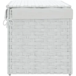 vidaXL Wasmand met deksel 55,5x35x34 cm poly rattan wit