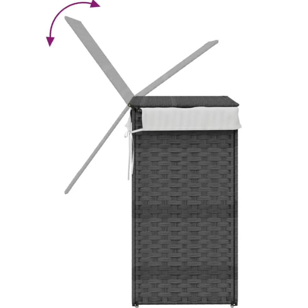vidaXL Wasmand met deksel 46x33x60 cm poly rattan grijs