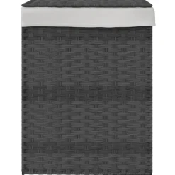 vidaXL Wasmand met deksel 46x33x60 cm poly rattan grijs