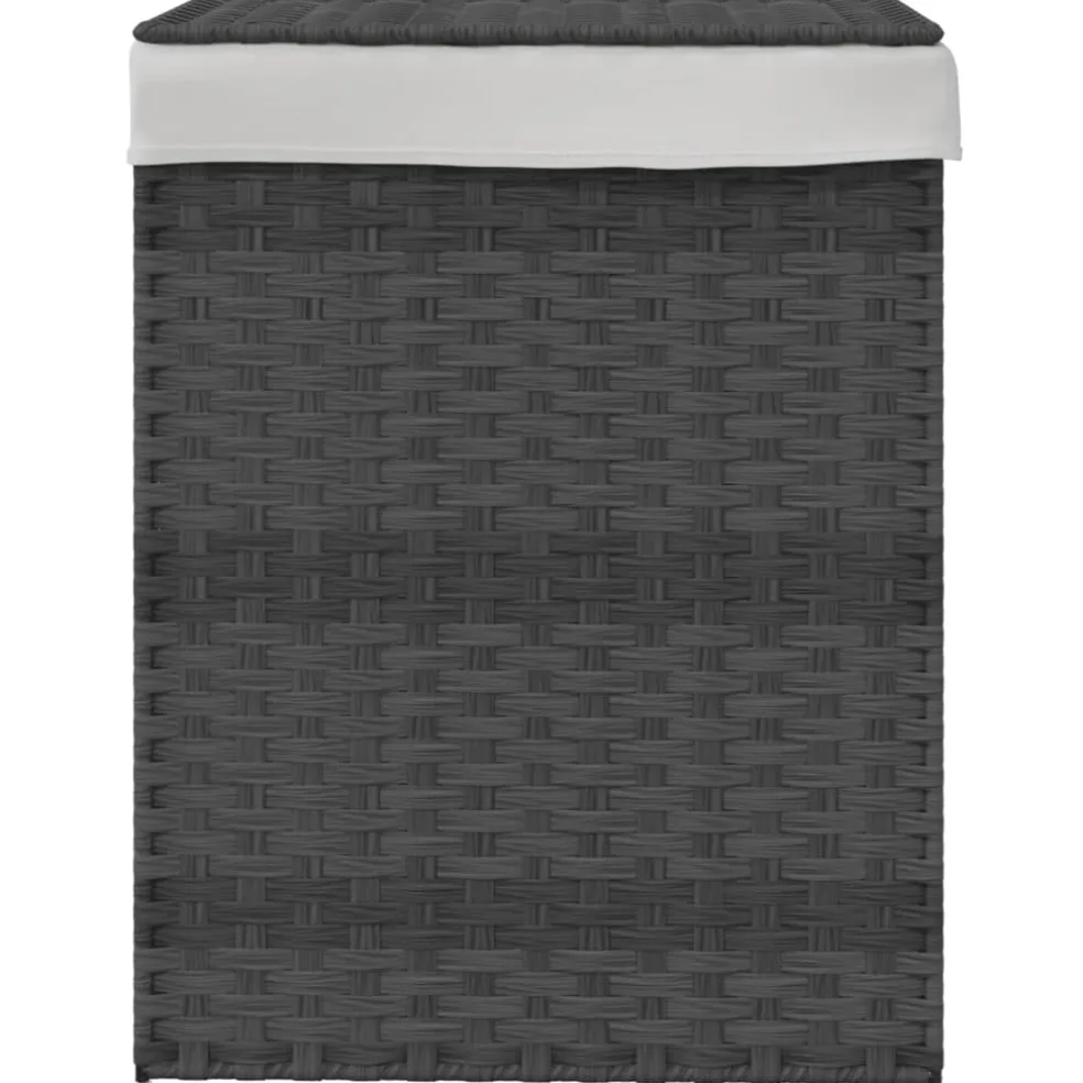vidaXL Wasmand met deksel 46x33x60 cm poly rattan grijs