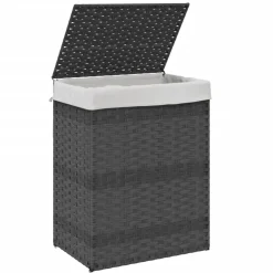 vidaXL Wasmand met deksel 46x33x60 cm poly rattan grijs