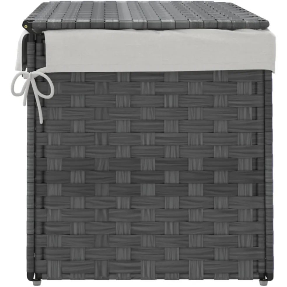 vidaXL Wasmand met deksel 55,5x35x34 cm poly rattan grijs