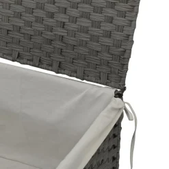 vidaXL Wasmand met deksel 55,5x35x34 cm poly rattan grijs