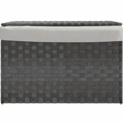vidaXL Wasmand met deksel 55,5x35x34 cm poly rattan grijs