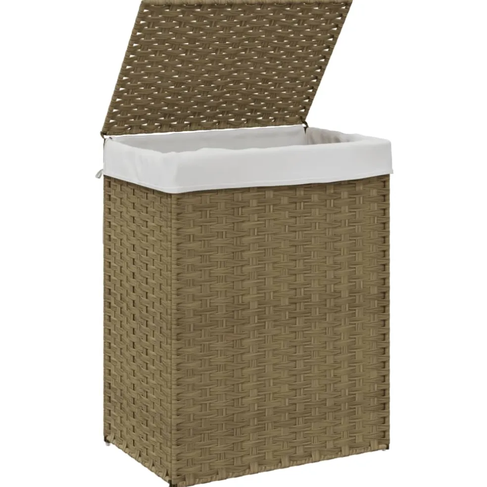 vidaXL Wasmand met deksel 46x33x60 cm poly rattan