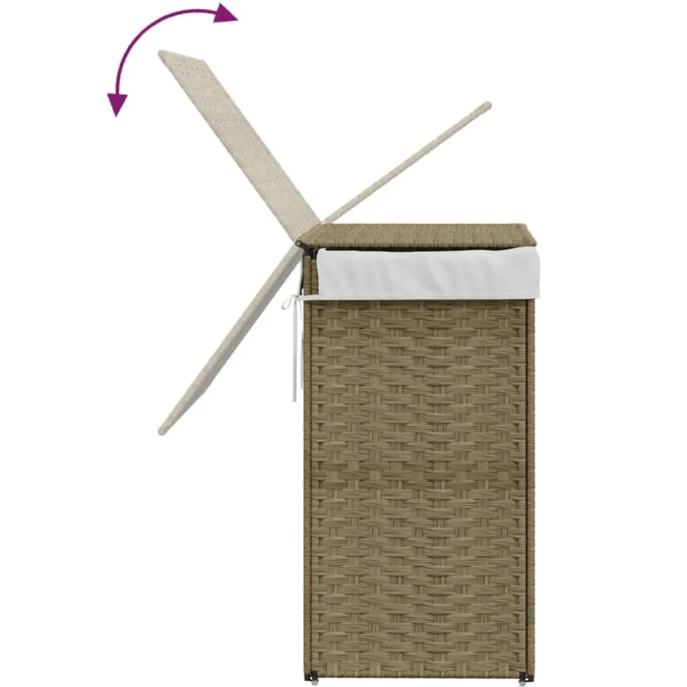 vidaXL Wasmand met deksel 46x33x60 cm poly rattan