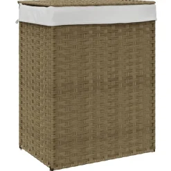 vidaXL Wasmand met deksel 46x33x60 cm poly rattan